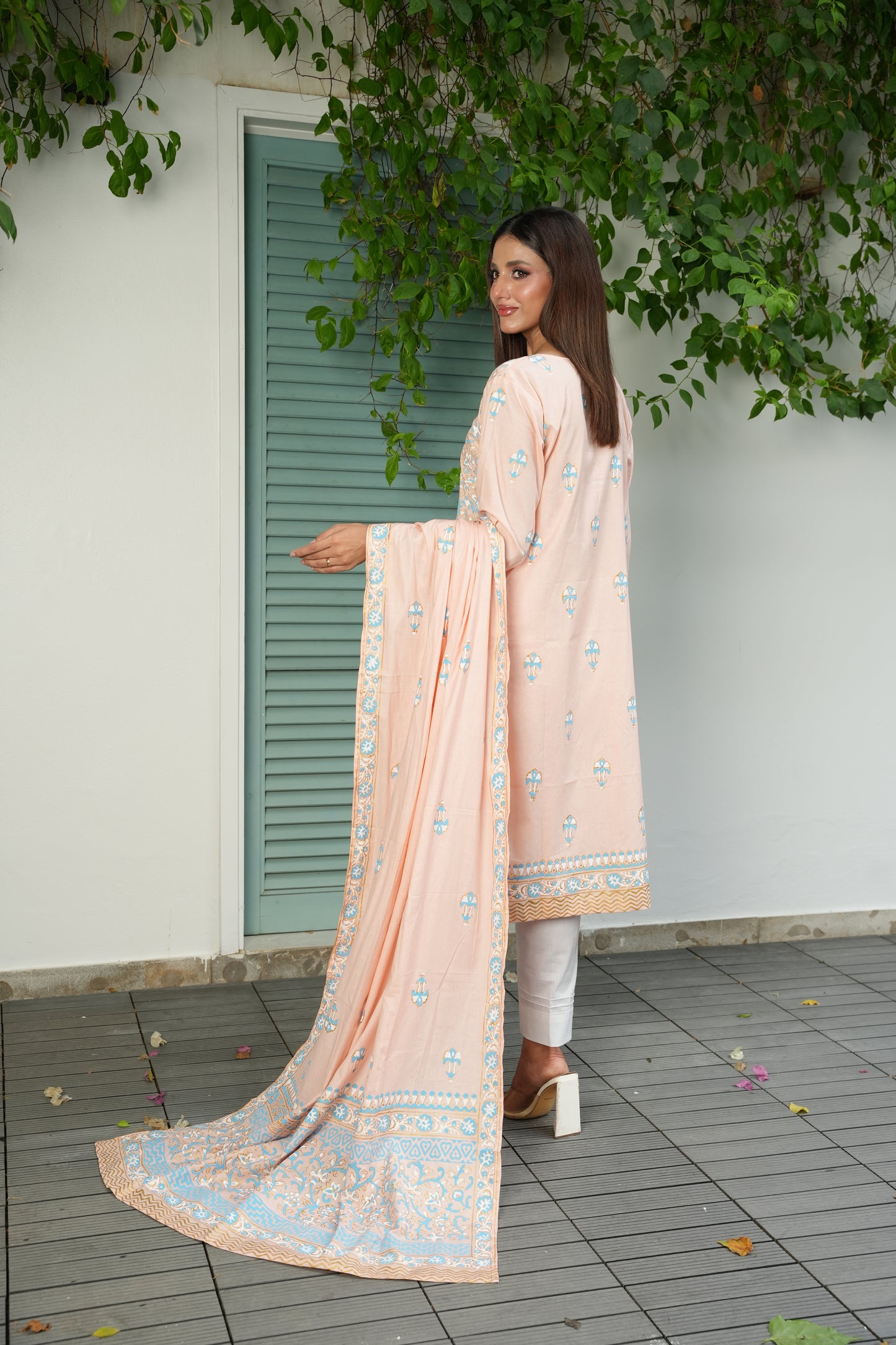 Peach Blossom - 2 piece unstitched (Shirt & Duppatta)