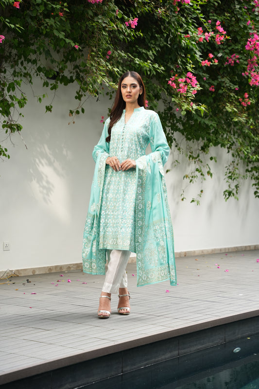 Ocean Breeze - 2 piece stitched (Shirt & Duppatta)