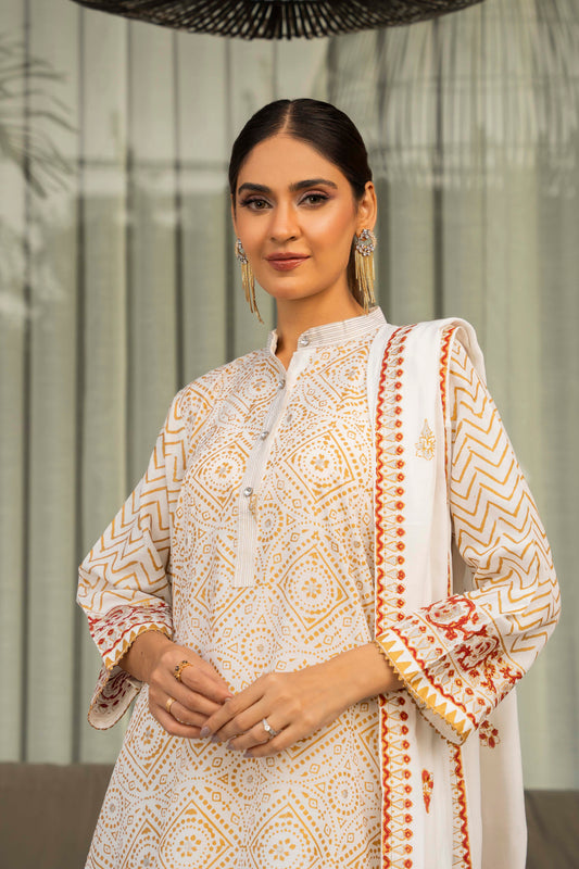 Creamy Pearl - 2 piece stitched (Shirt & Duppatta)