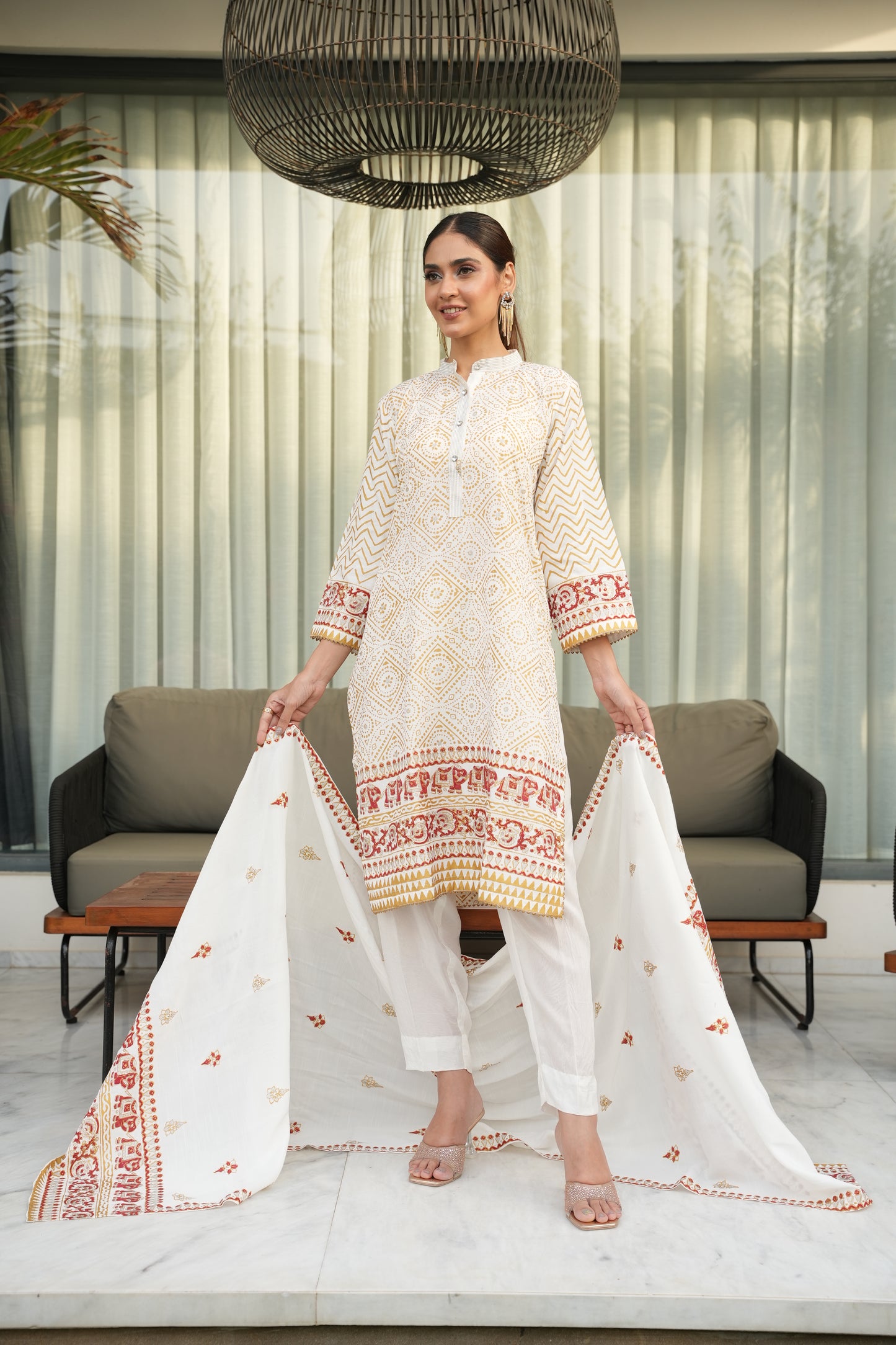 Creamy Pearl - 2 piece stitched (Shirt & Duppatta)