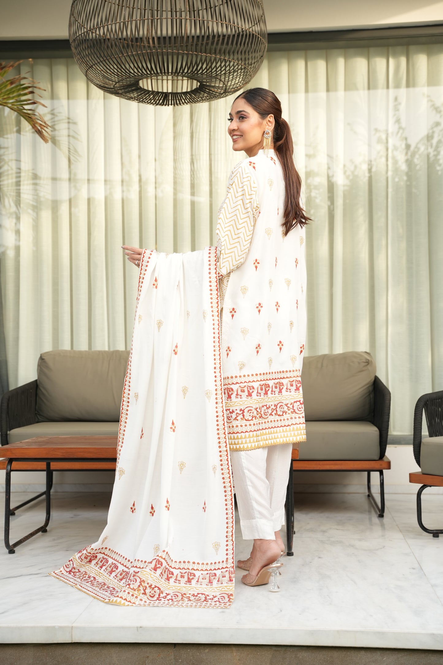 Creamy Pearl - 2 piece stitched (Shirt & Duppatta)